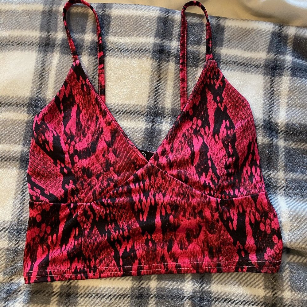 Pink Snakeskin cropped tank top
